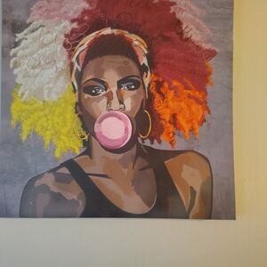 Vibrant Afro Pop Art Canvas - Bubblegum Pink